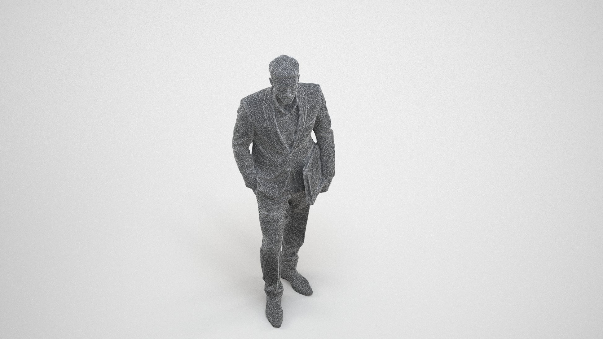 realistic 3D people man business, render-ready for V-Ray and Corona, FBX OBJ, wireframe three-quarter view