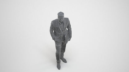 realistic 3D people man business, render-ready for V-Ray and Corona, FBX OBJ, wireframe three-quarter view