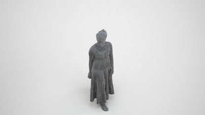 3D scanned woman walking casual, photorealistic archviz people for Enscape and SketchUp, wireframe three-quarter view