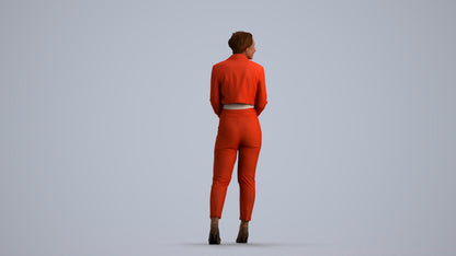 3D people model woman business, scanned human for 3ds Max rendering, front view render