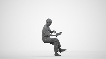 realistic 3D senior woman medical, scanned archviz people for Blender and 3ds Max, wireframe side view