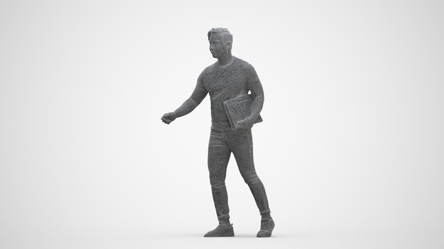 realistic 3D people man casual door, render-ready for V-Ray and Corona, FBX OBJ, three-quarter front view render