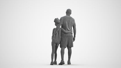 realistic 3D people girl sport kids, render-ready for V-Ray and Corona, FBX OBJ, wireframe front view