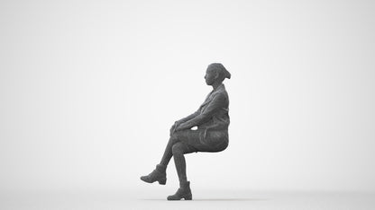 3D people model woman casual sitting, scanned human for 3ds Max rendering, square thumbnail