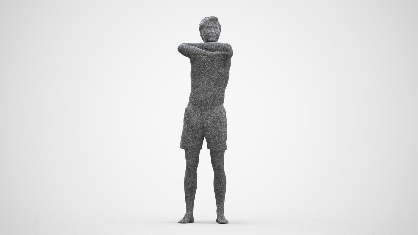 realistic 3D man pool, scanned archviz people for Blender and 3ds Max, three-quarter front view render