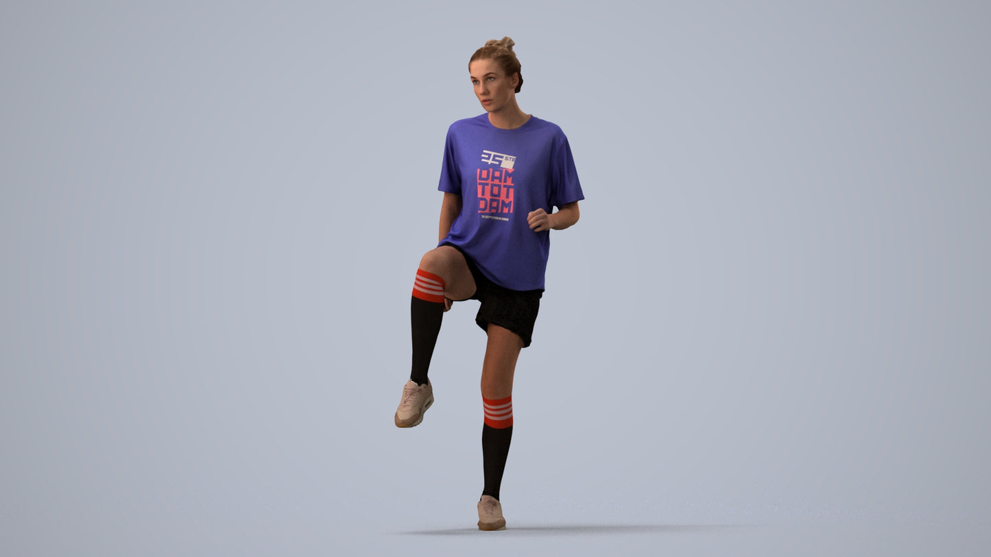 realistic 3D woman sport, scanned archviz people for Blender and 3ds Max, three-quarter view render