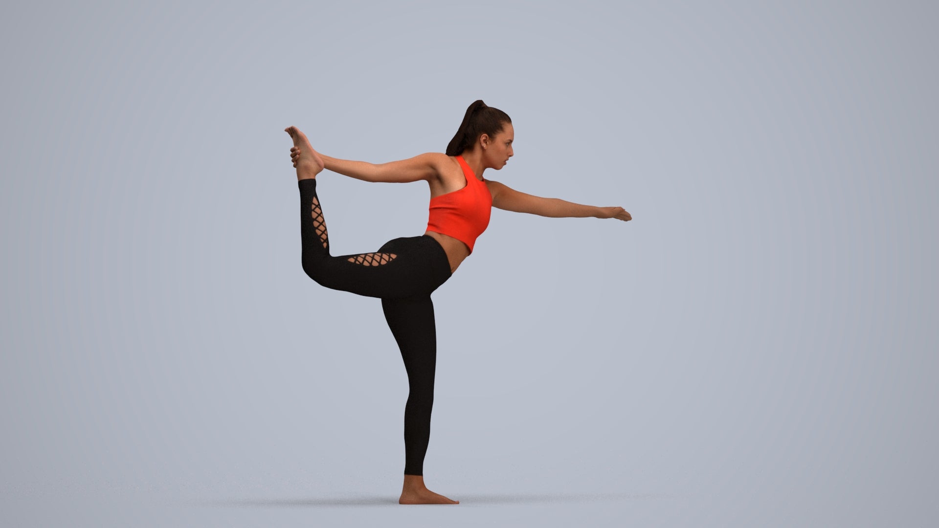 3D scanned woman sport, photorealistic archviz people for Enscape and SketchUp, standing pose render