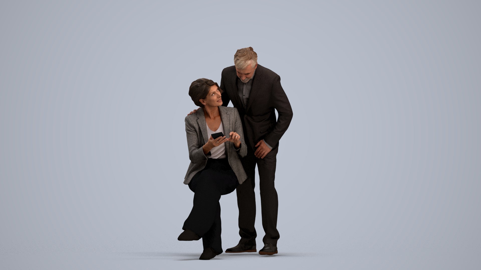 photogrammetry 3D woman business, realistic human model archviz FBX, standing pose render