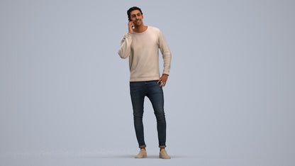 realistic 3D people man casual standing, render-ready for V-Ray and Corona, FBX OBJ, standing pose render