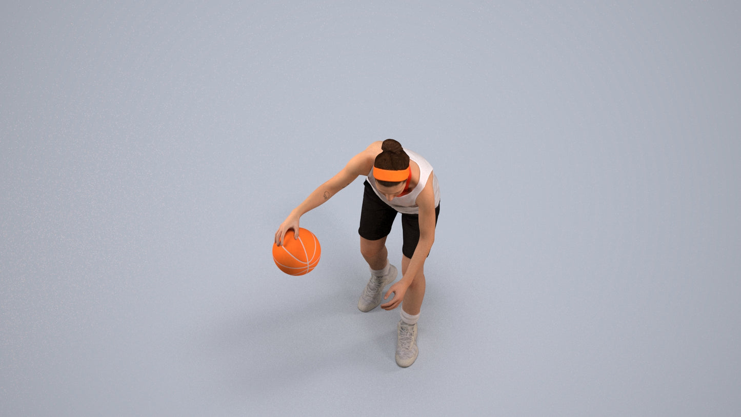 realistic 3D human woman sport, archviz people FBX OBJ for Blender, back view render