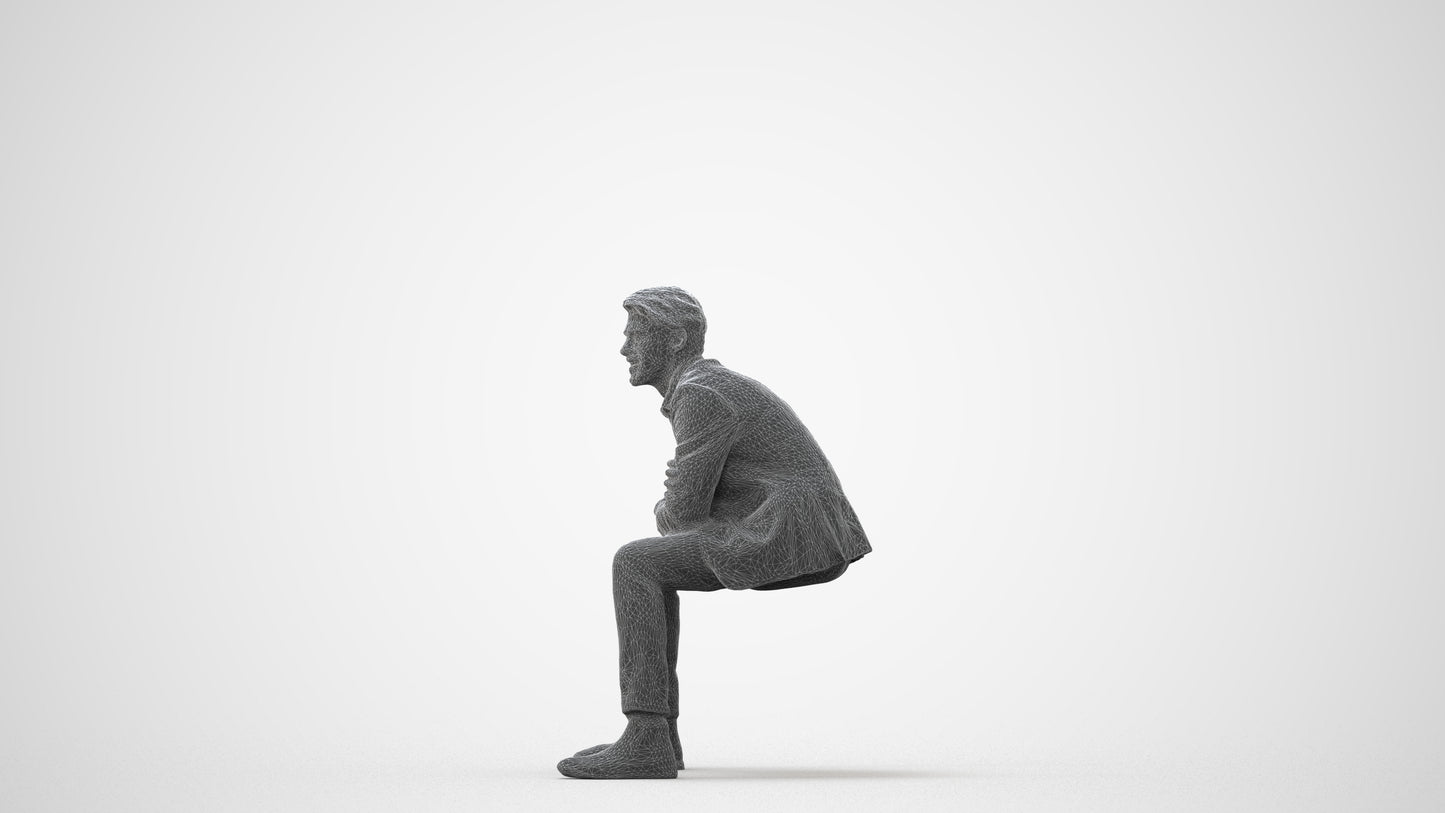 3D human model man business, photogrammetry scanned person for archviz, square thumbnail