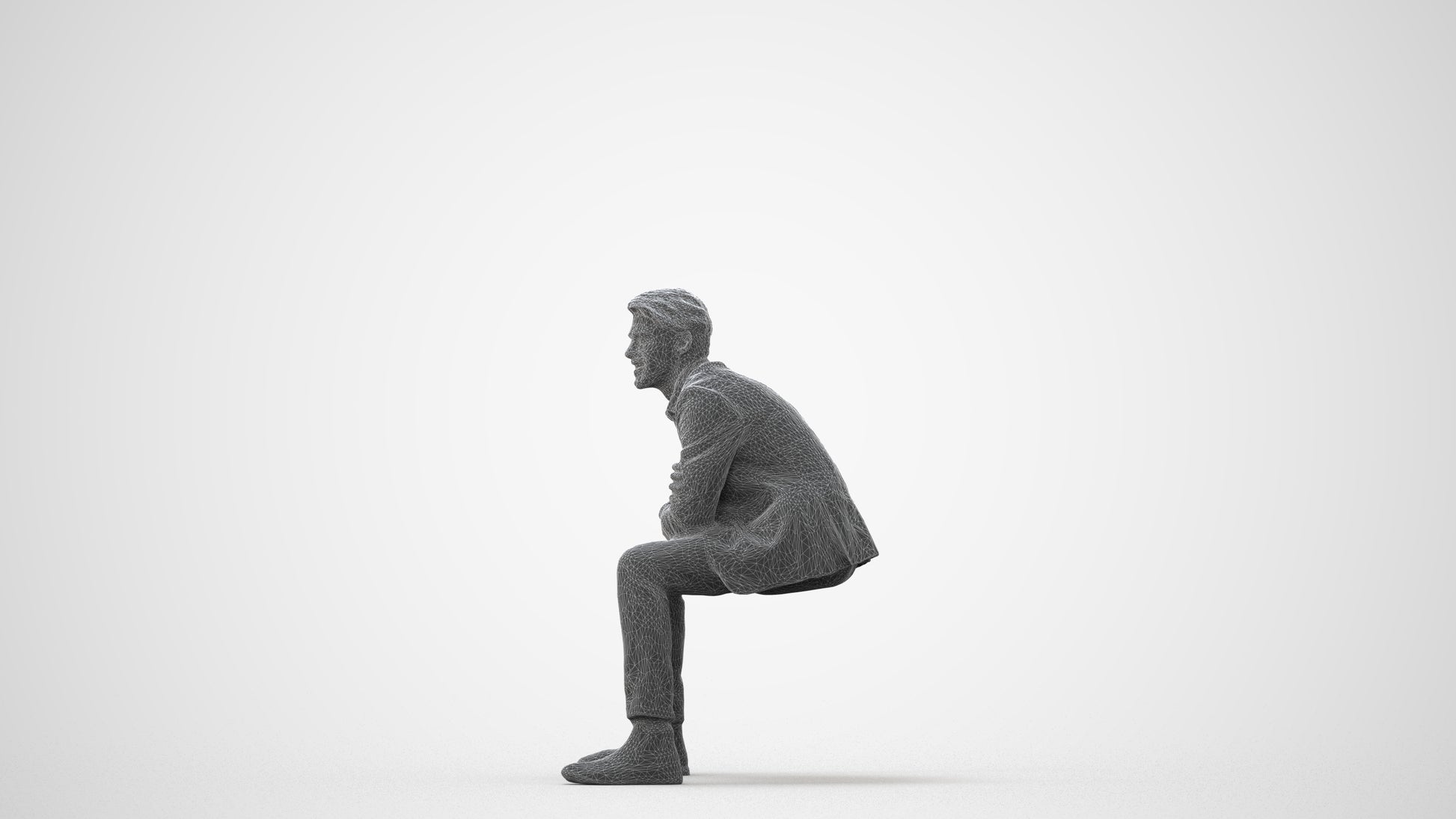 3D human model man business, photogrammetry scanned person for archviz, square thumbnail