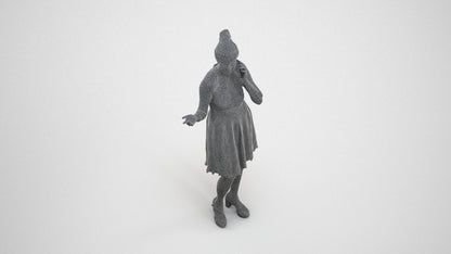 scanned 3D woman formal standing, photogrammetry people for Enscape and V-Ray, wireframe three-quarter view
