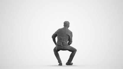 scanned 3D man casual sitting, photogrammetry people for Enscape and V-Ray, wireframe front view