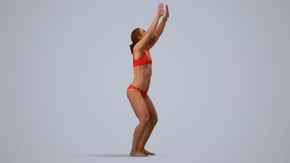 scanned 3D woman pool, photogrammetry people for Enscape and V-Ray, side view render