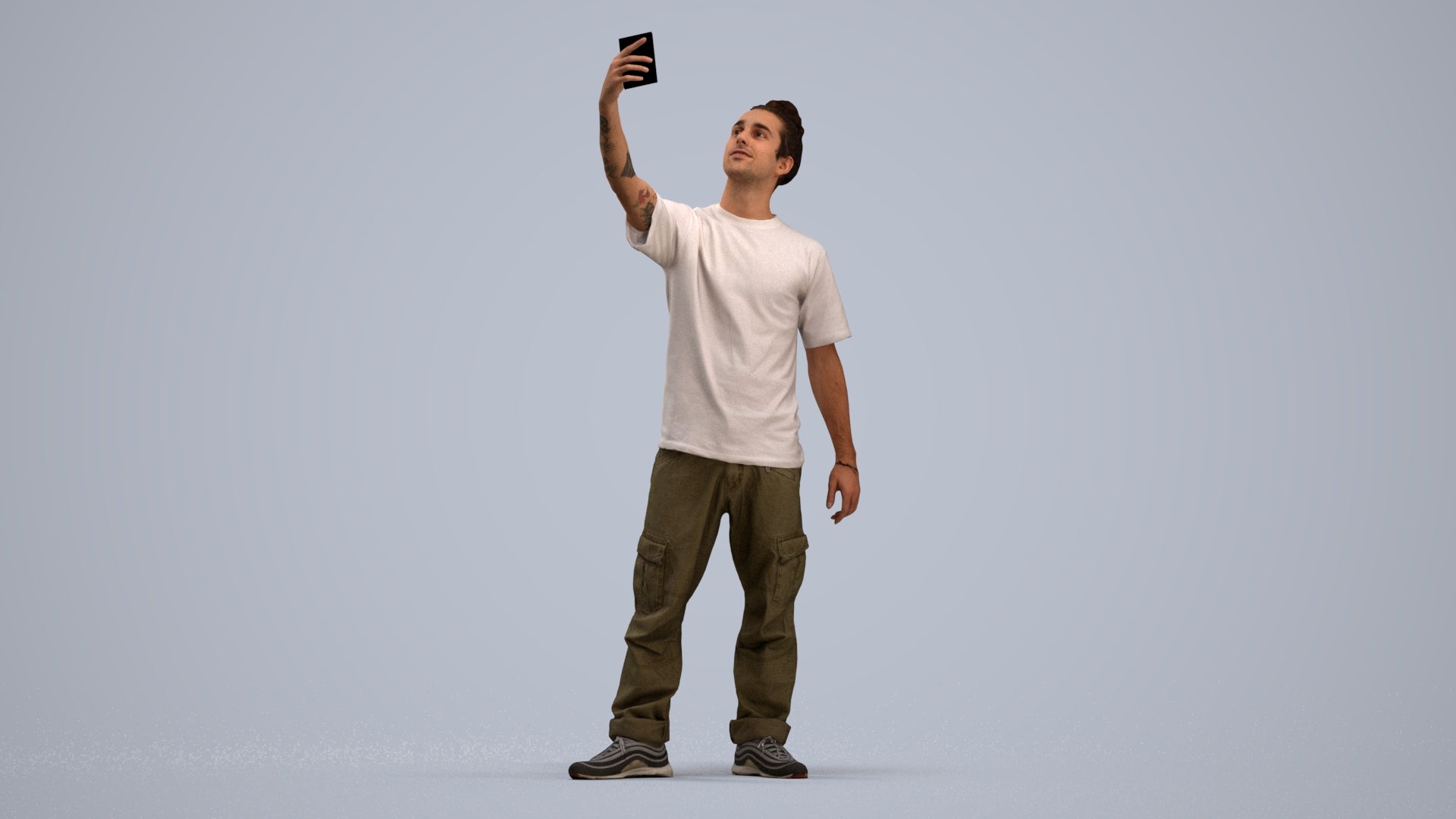 3D human model man casual standing, photogrammetry scanned person for archviz, standing pose render