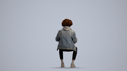 photogrammetry 3D man casual sitting, realistic human model archviz FBX, front view render