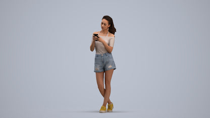 3D people model woman casual standing, scanned human for 3ds Max rendering, standing pose render