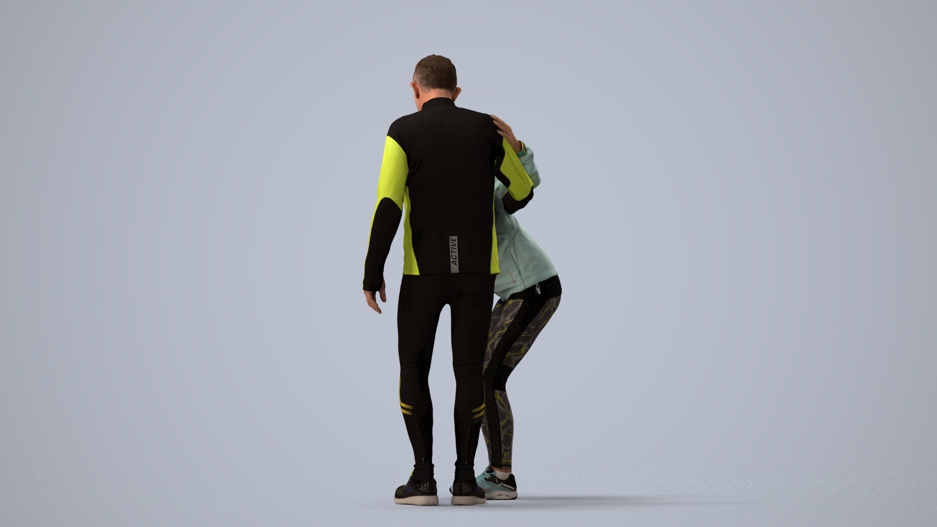 photogrammetry 3D senior woman sport, realistic human model archviz FBX, three-quarter view render