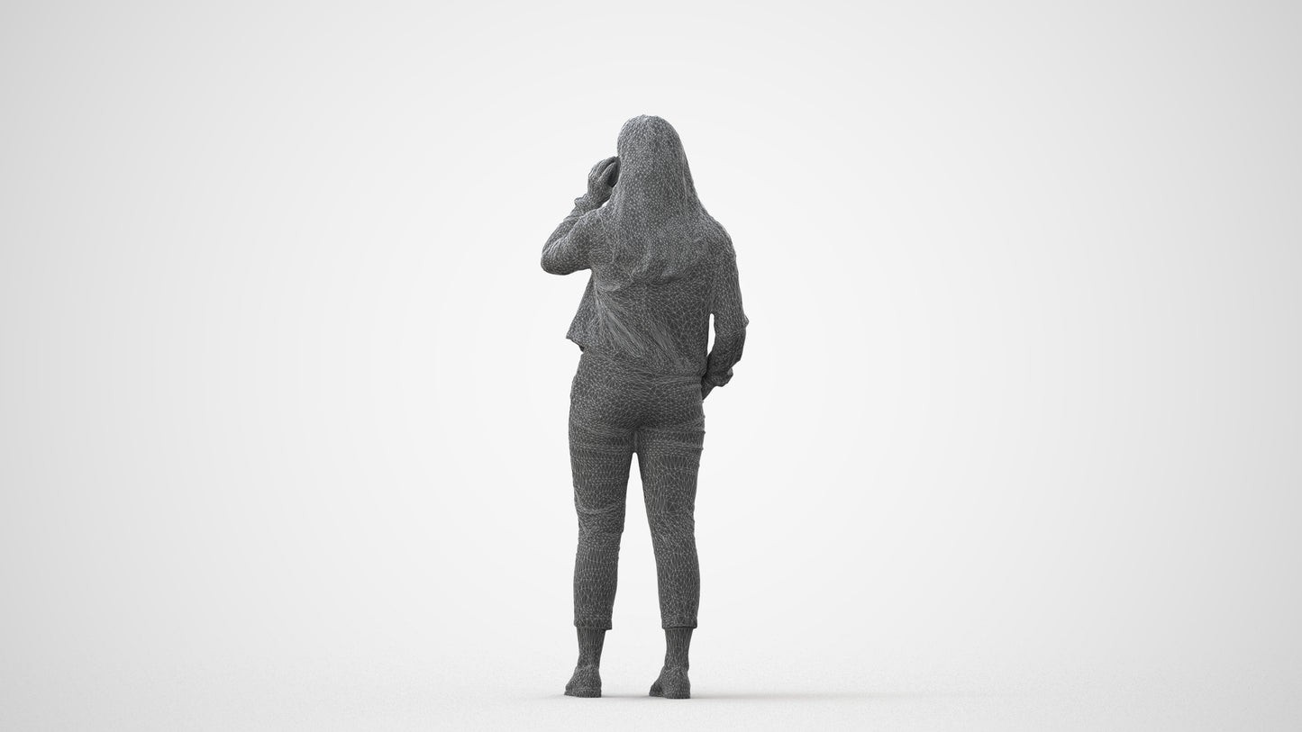 scanned 3D woman casual standing, photogrammetry people for Enscape and V-Ray, square thumbnail
