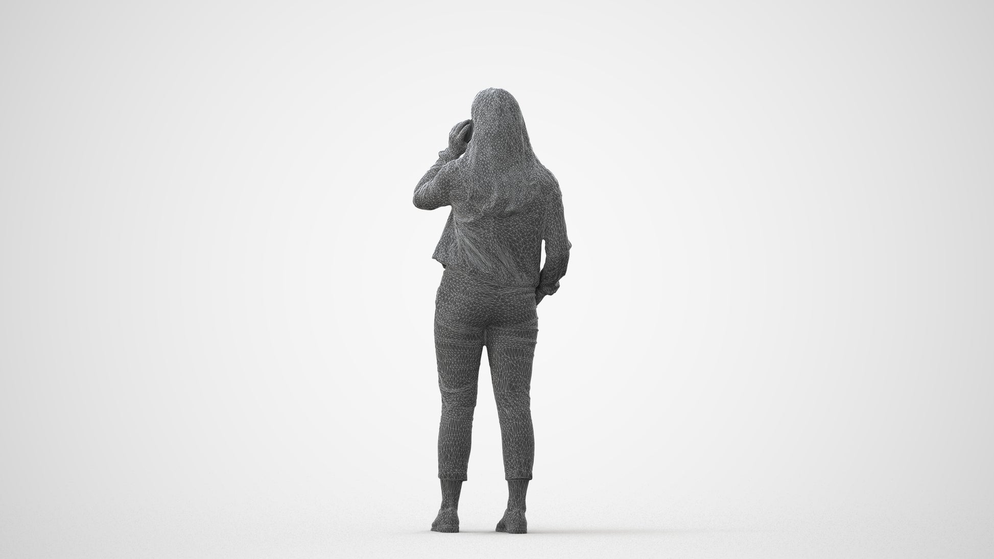 scanned 3D woman casual standing, photogrammetry people for Enscape and V-Ray, square thumbnail