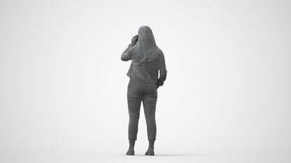scanned 3D woman casual standing, photogrammetry people for Enscape and V-Ray, square thumbnail