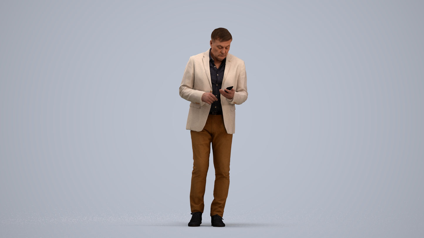scanned 3D man business standing, photogrammetry people for Enscape and V-Ray, standing pose render