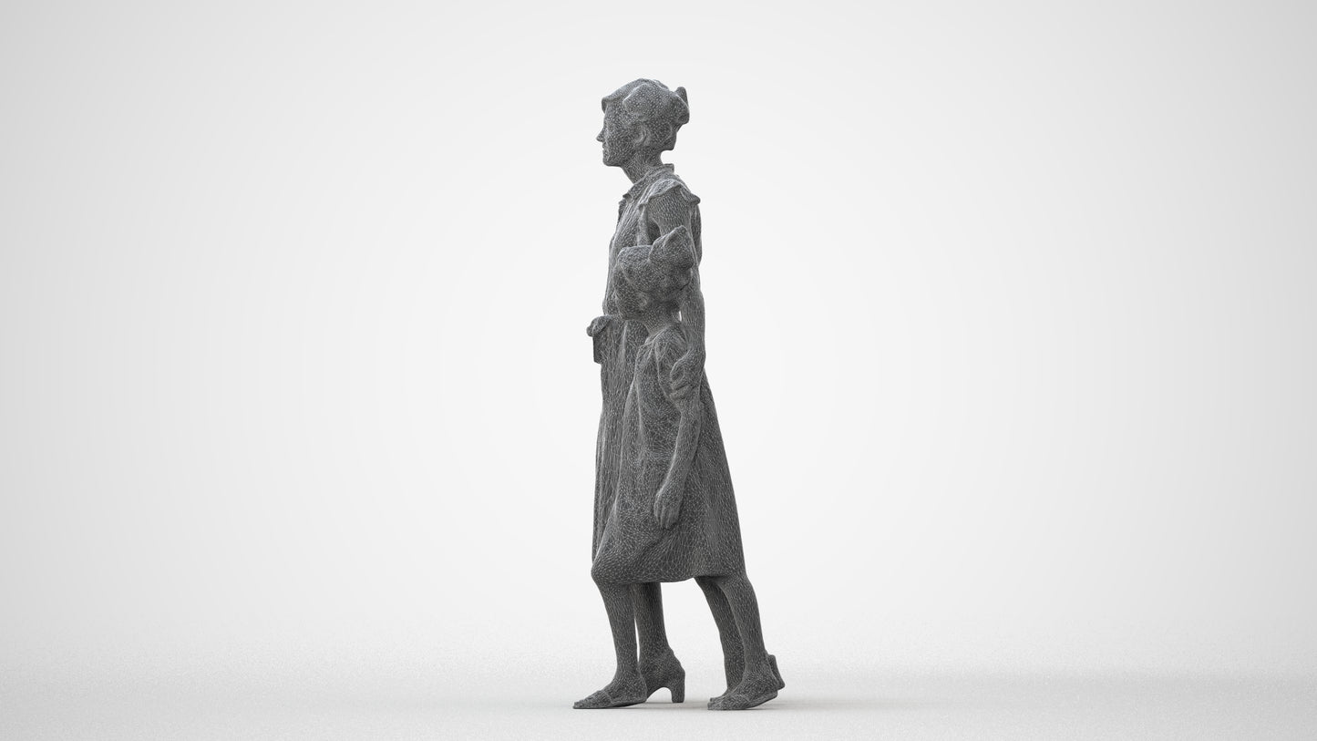 3D scanned girl kids casual, photorealistic archviz people for Enscape and SketchUp, square thumbnail