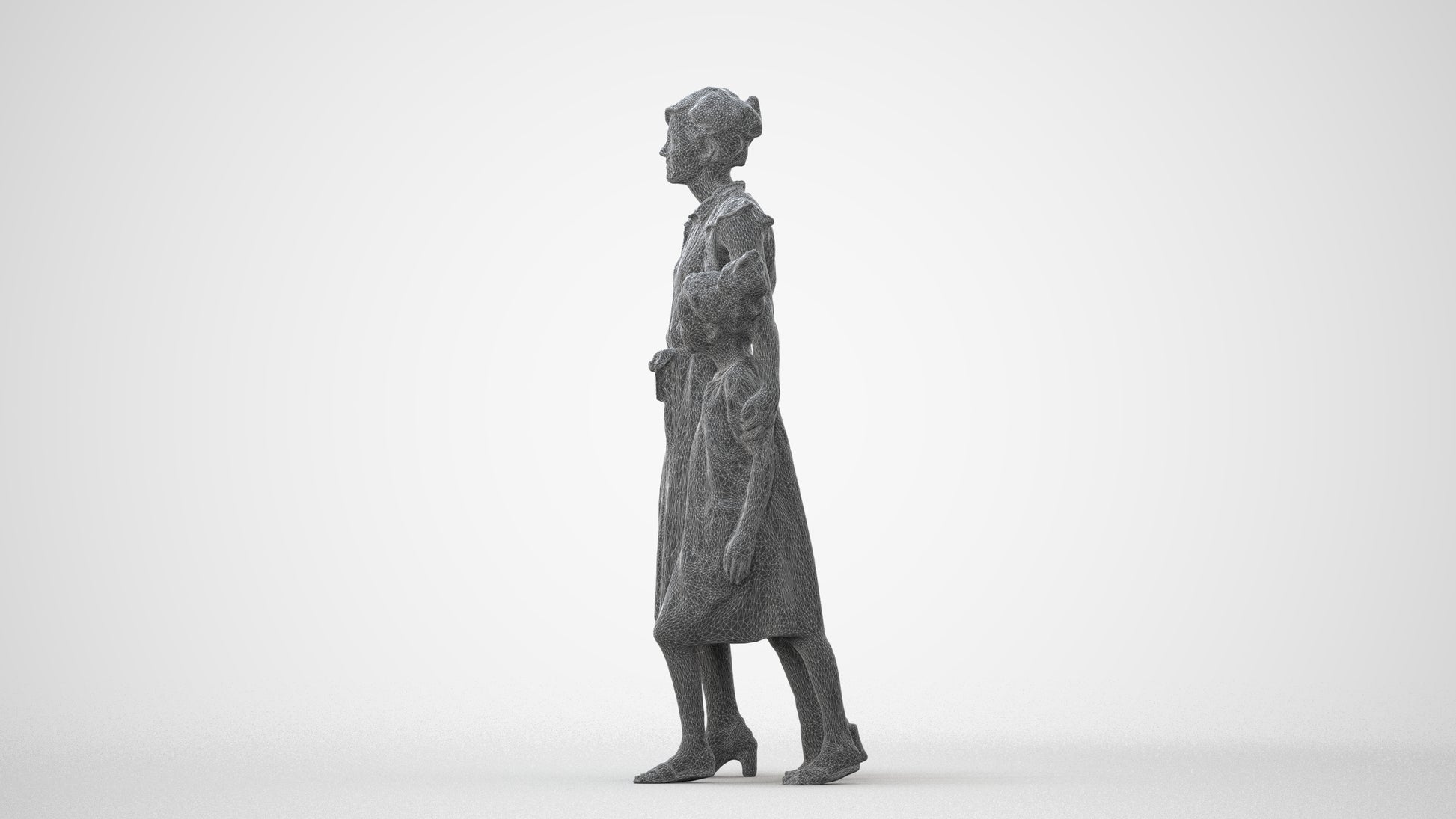 3D scanned girl kids casual, photorealistic archviz people for Enscape and SketchUp, square thumbnail