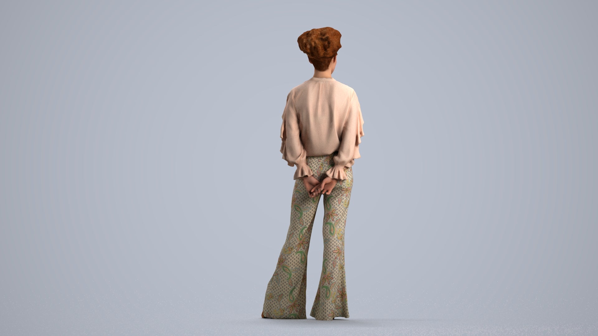 3D scanned woman standing casual, photorealistic archviz people for Enscape and SketchUp, front view render