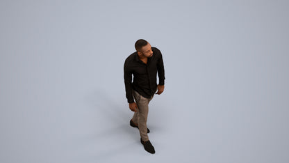 photogrammetry 3D man business walking, realistic human model archviz FBX, back view render
