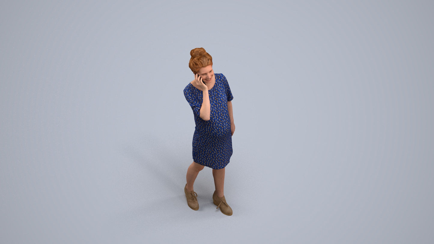 scanned 3D woman casual standing, photogrammetry people for Enscape and V-Ray, back view render