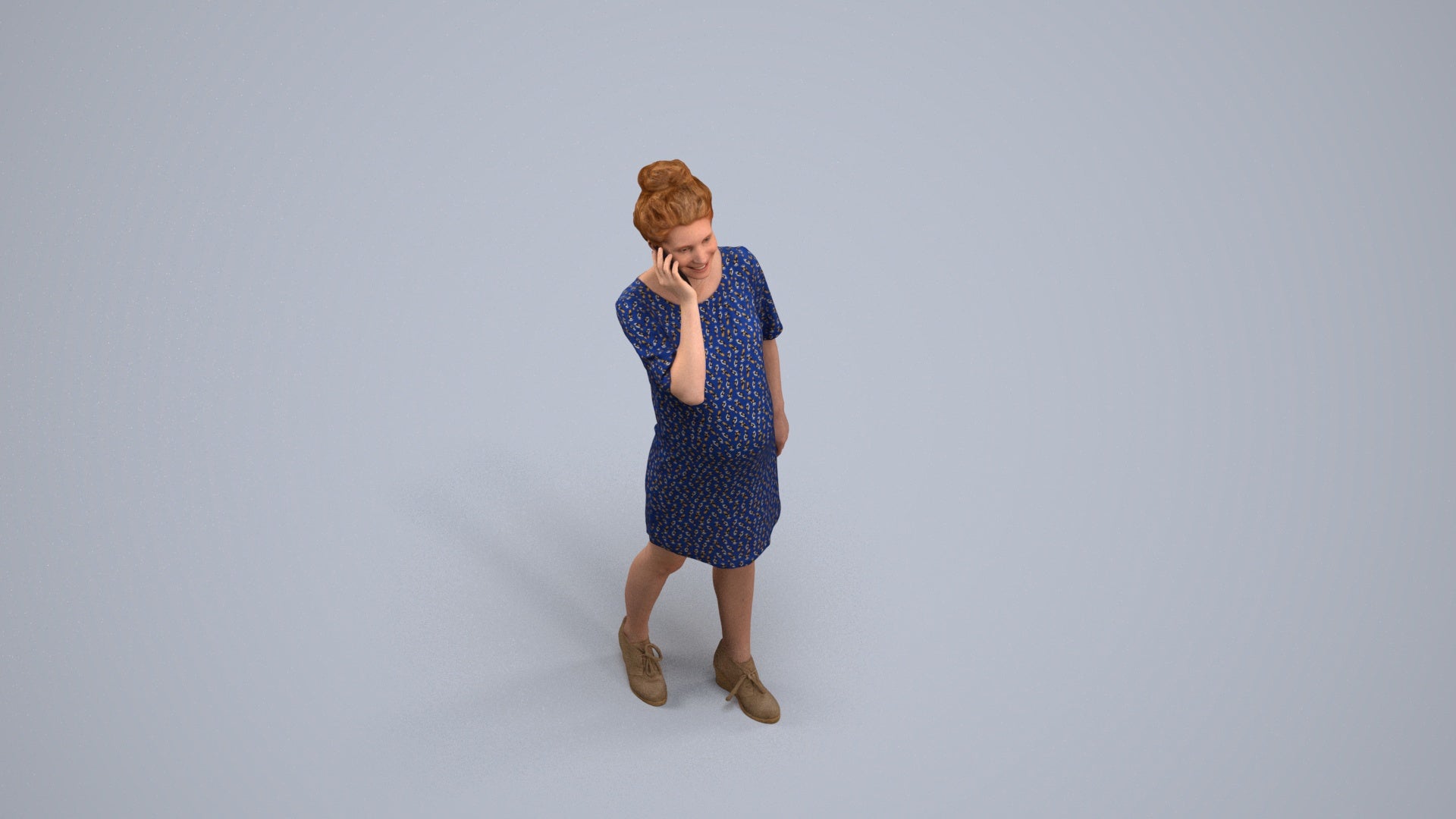 scanned 3D woman casual standing, photogrammetry people for Enscape and V-Ray, back view render