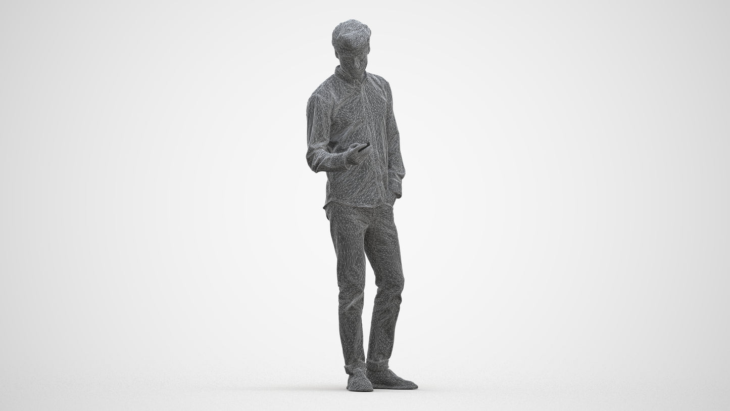 realistic 3D people man casual standing, render-ready for V-Ray and Corona, FBX OBJ, three-quarter front view render