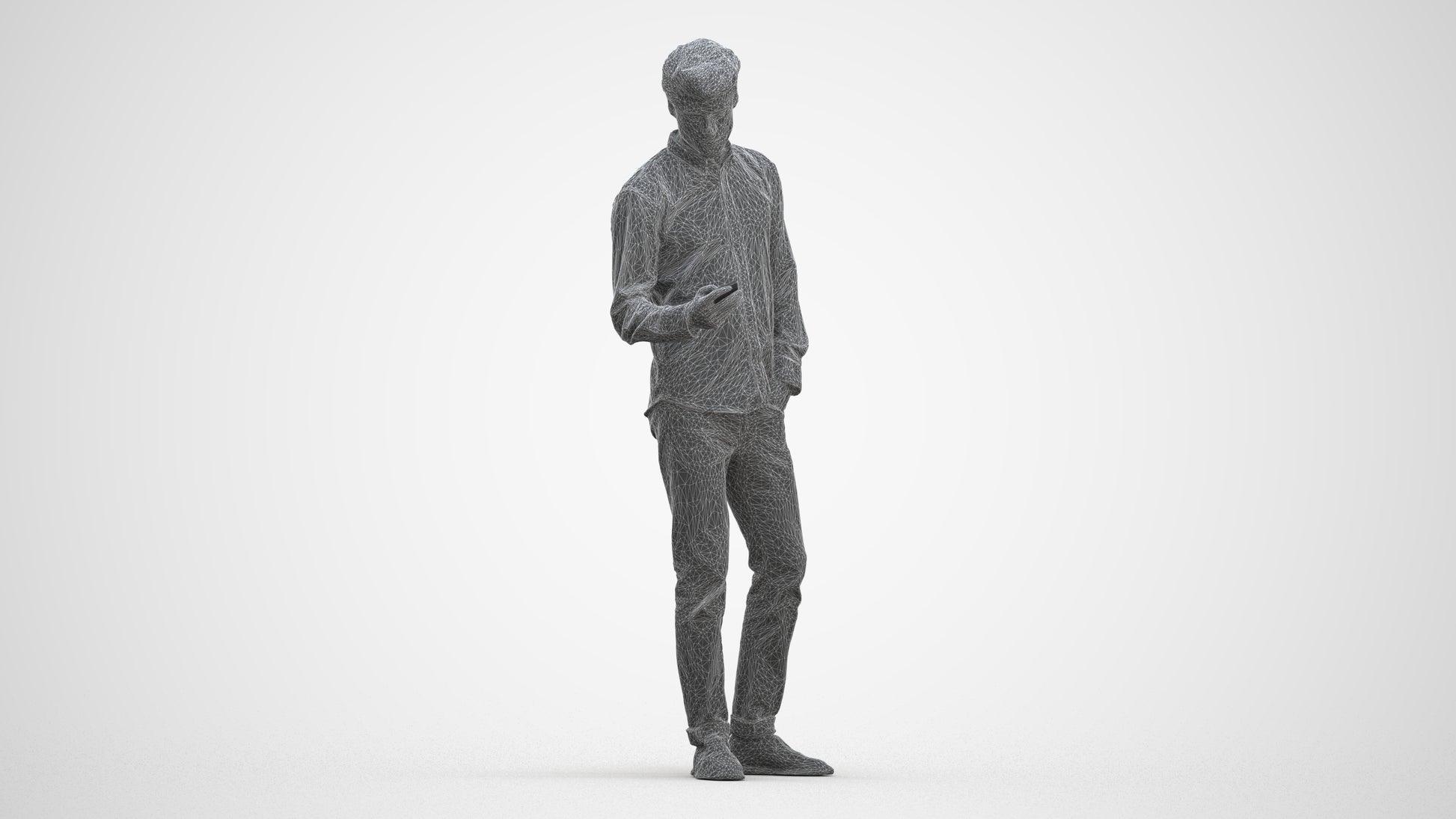 realistic 3D people man casual standing, render-ready for V-Ray and Corona, FBX OBJ, three-quarter front view render