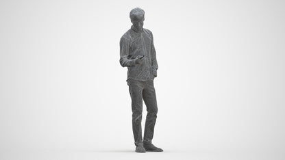 realistic 3D people man casual standing, render-ready for V-Ray and Corona, FBX OBJ, three-quarter front view render