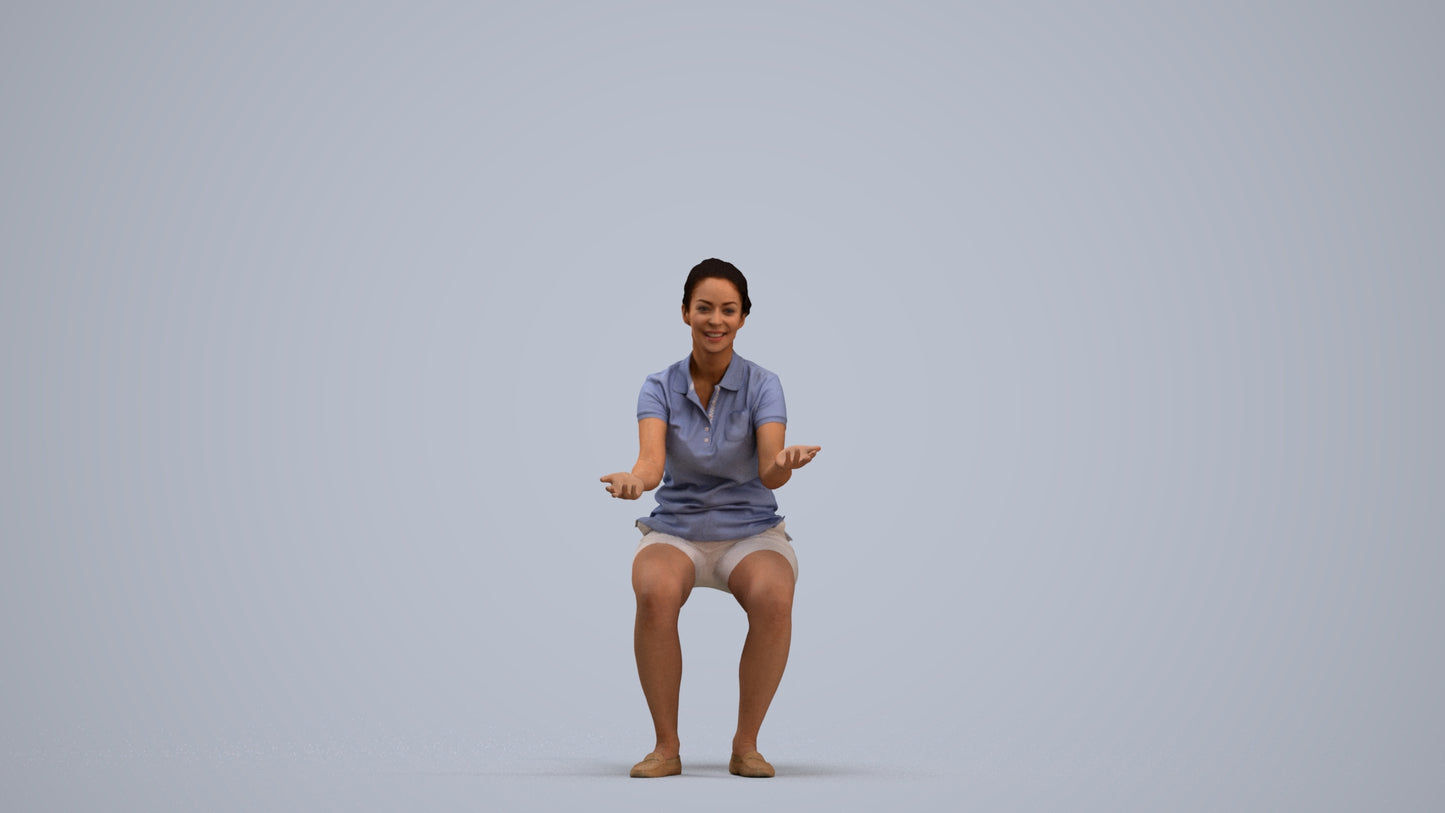 realistic 3D people woman casual sitting, render-ready for V-Ray and Corona, FBX OBJ, standing pose render