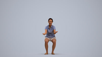 realistic 3D people woman casual sitting, render-ready for V-Ray and Corona, FBX OBJ, standing pose render