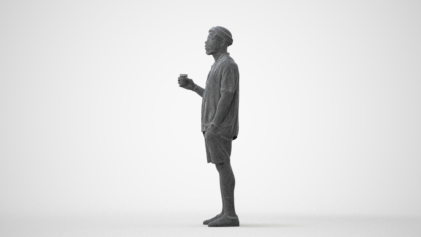 3D scanned man standing casual, photorealistic archviz people for Enscape and SketchUp, square thumbnail