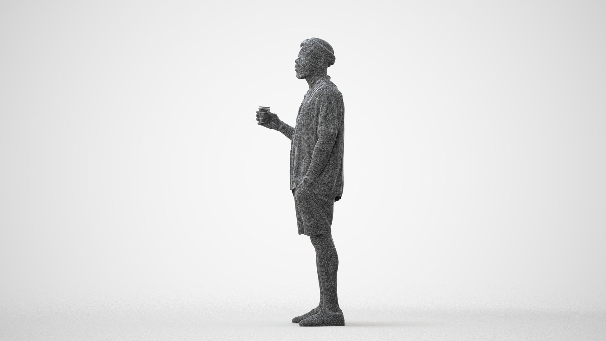 3D scanned man standing casual, photorealistic archviz people for Enscape and SketchUp, square thumbnail