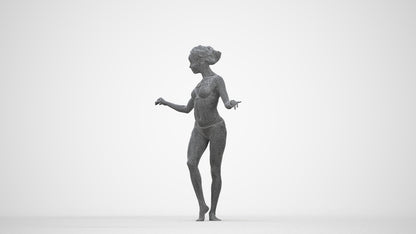 3D people model woman pool, scanned human for 3ds Max rendering, wireframe back view
