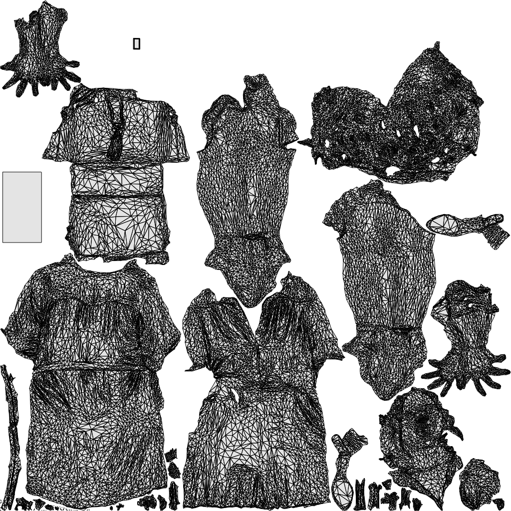 3D scanned woman standing casual, photorealistic archviz people for Enscape and SketchUp, wireframe top-down view