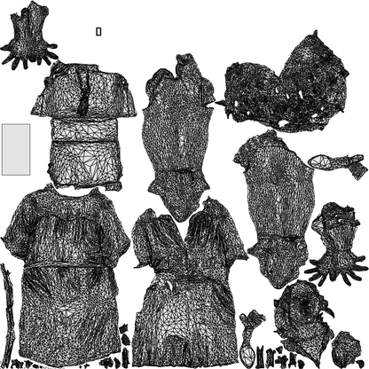 3D scanned woman standing casual, photorealistic archviz people for Enscape and SketchUp, wireframe top-down view
