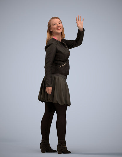 3D human model woman casual standing, photogrammetry scanned person for archviz