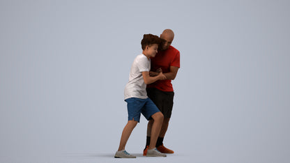 3D people model boy casual kids, scanned human for 3ds Max rendering, side view render