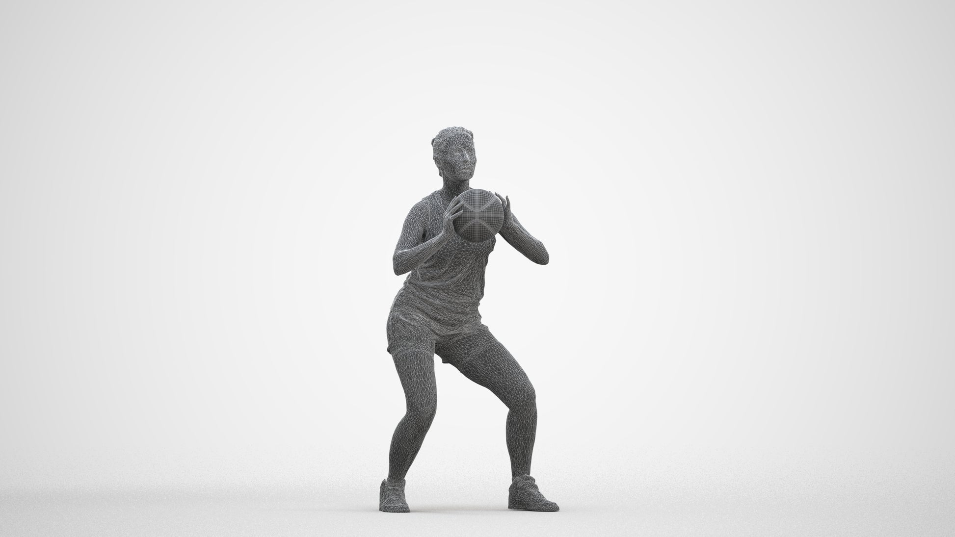 photogrammetry 3D woman sport, realistic human model archviz FBX, three-quarter front view render