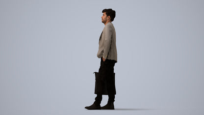 scanned 3D man casual standing, photogrammetry people for Enscape and V-Ray, three-quarter view render