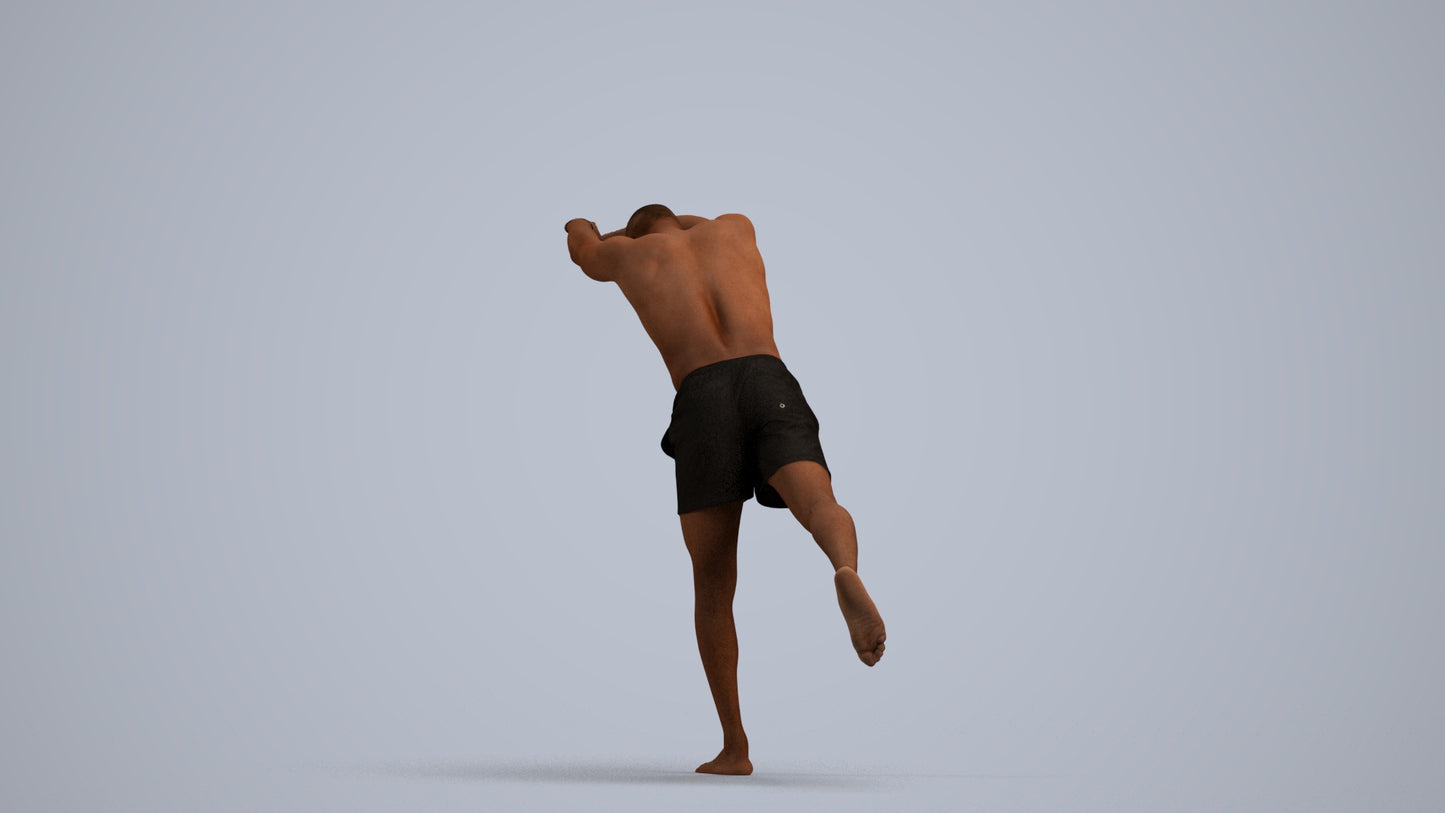 photogrammetry 3D man pool, realistic human model archviz FBX, front view render