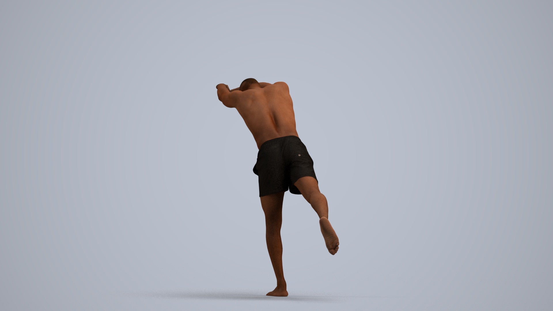 photogrammetry 3D man pool, realistic human model archviz FBX, front view render