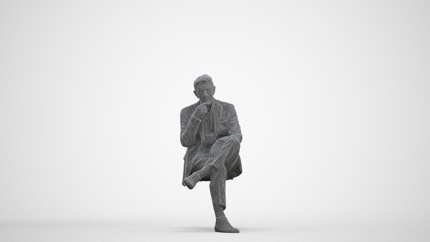 3D scanned senior man business, photorealistic archviz people for Enscape and SketchUp, three-quarter front view render